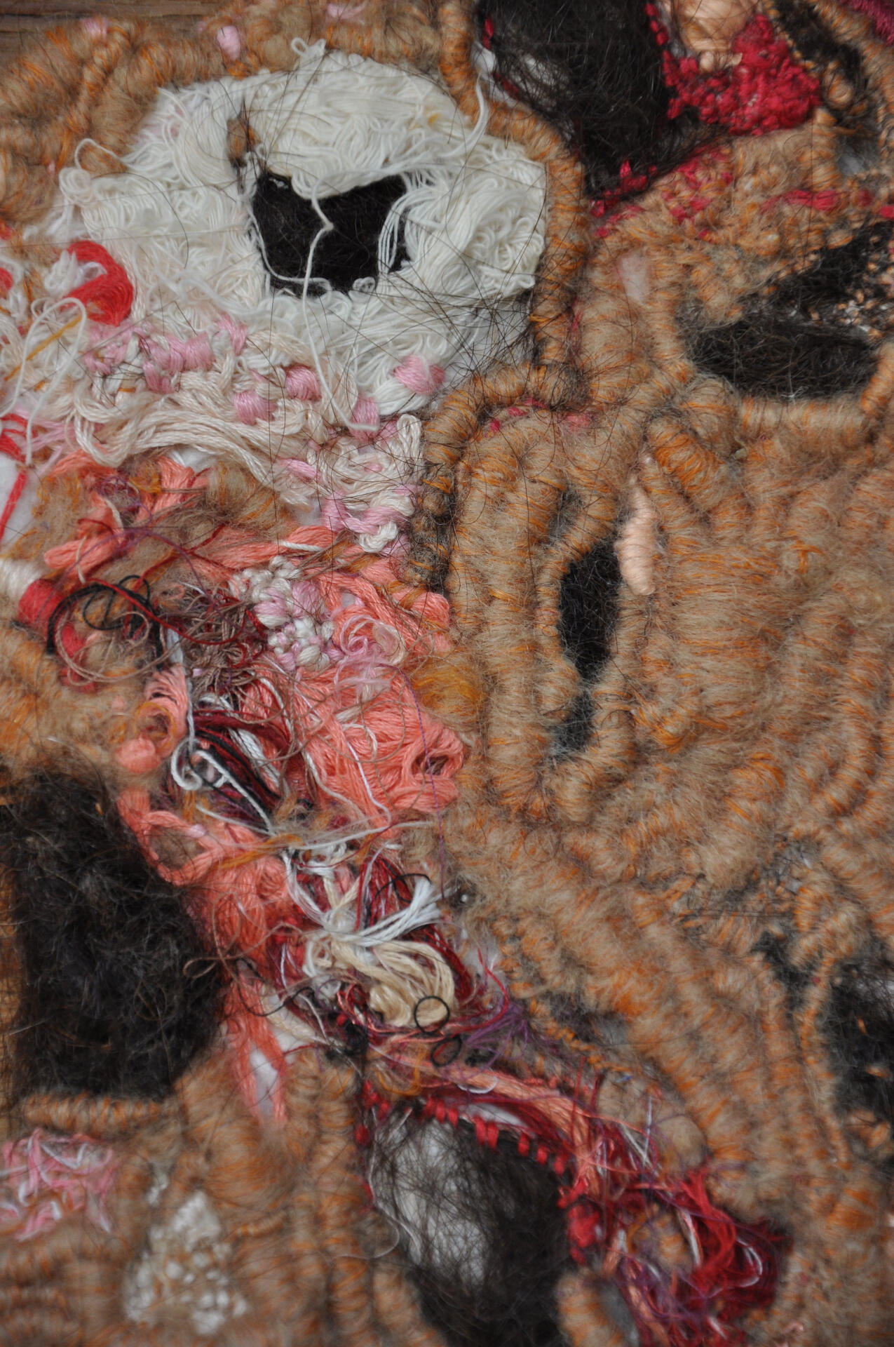 art textile-fiber art-threads-fil-coton-cotton-Maureen Lasne-Contemporary art-wool-hair-laine-cheveux-Organic piece