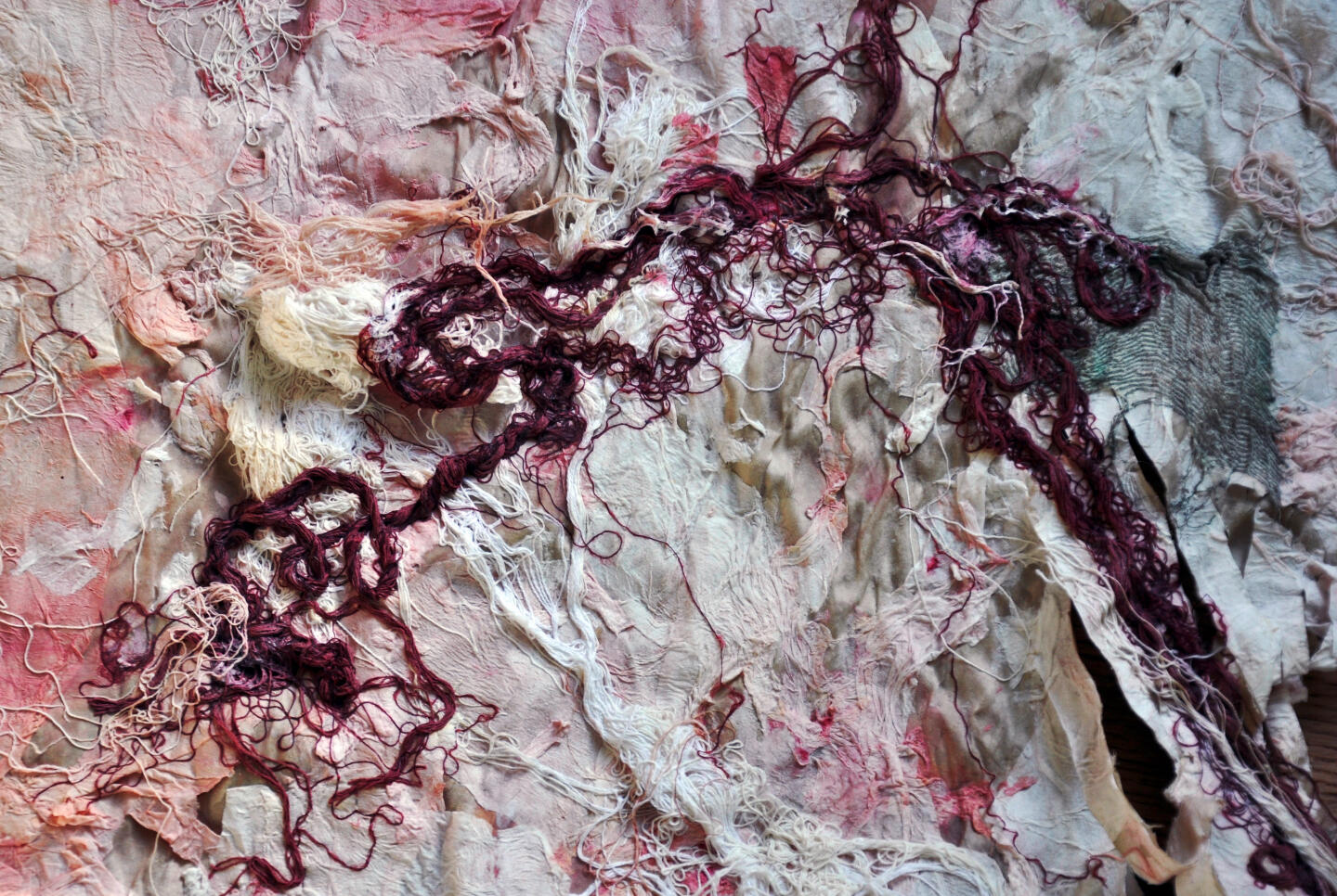 art textile-fiber art-threads-fil-Maureen Lasne-Contemporary art-silk-soie-Organic piece